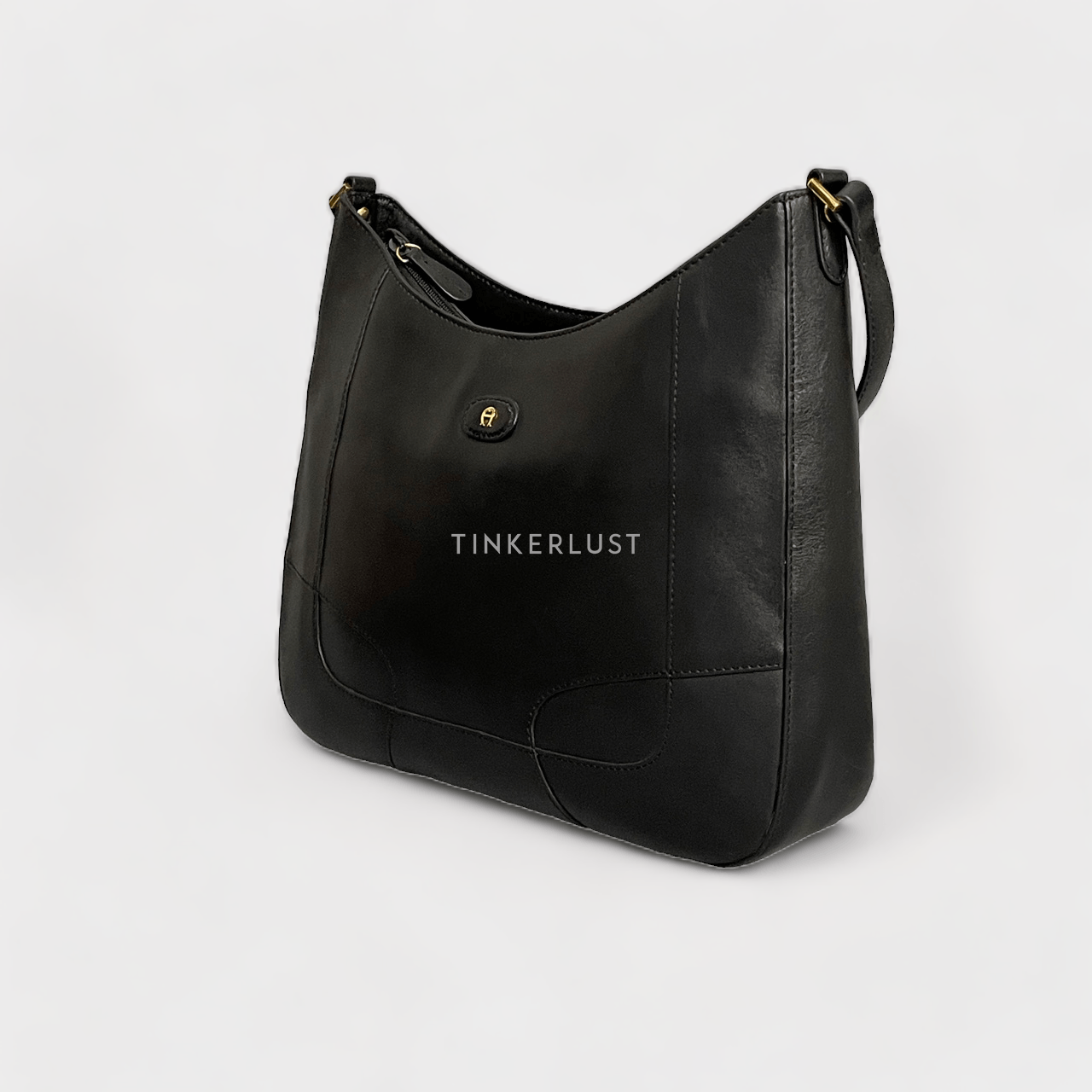 ETIENNE AIGNER Black Leather Hobo Bag