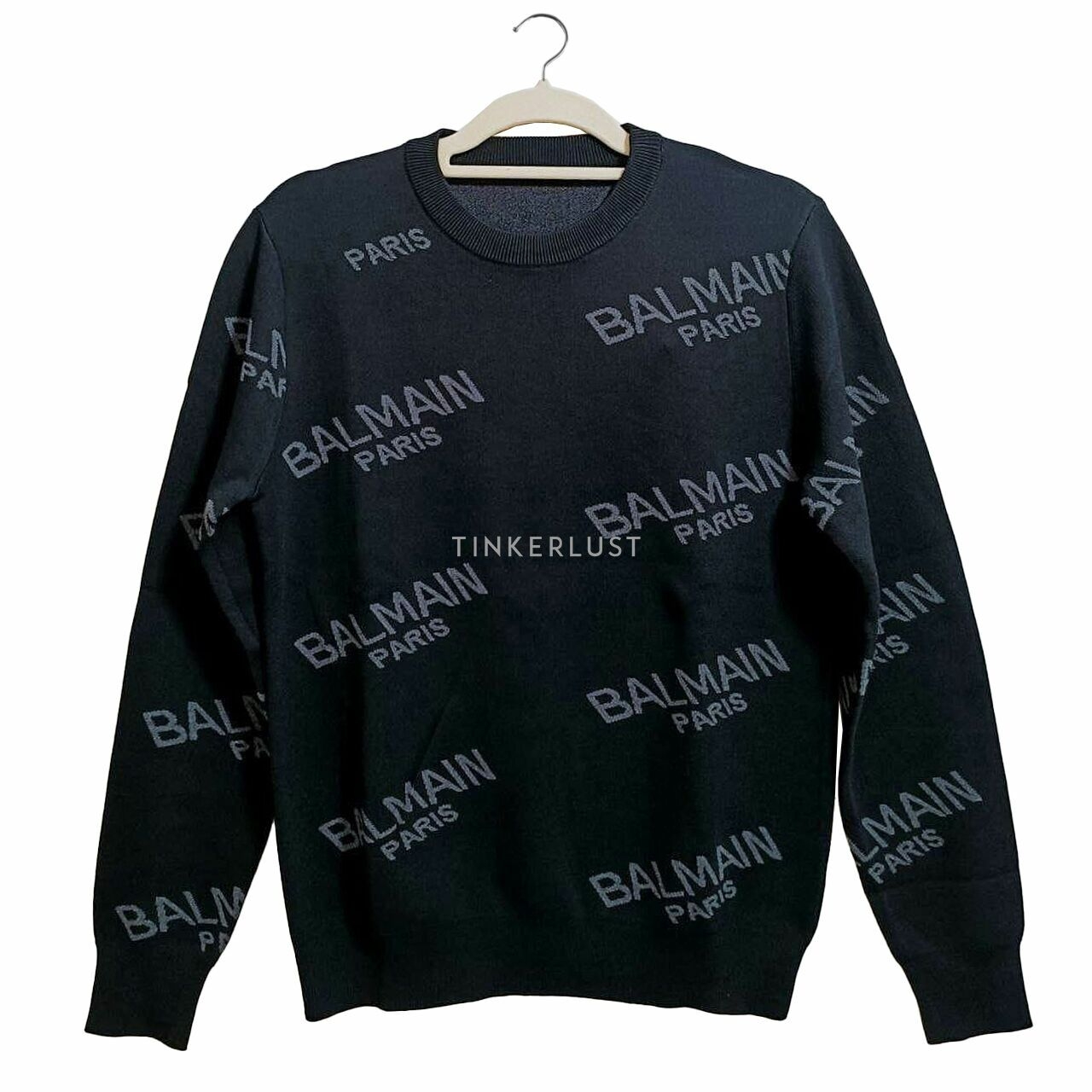 Balmain Sweatshirt All Over Logo in Dark Grey Unisex