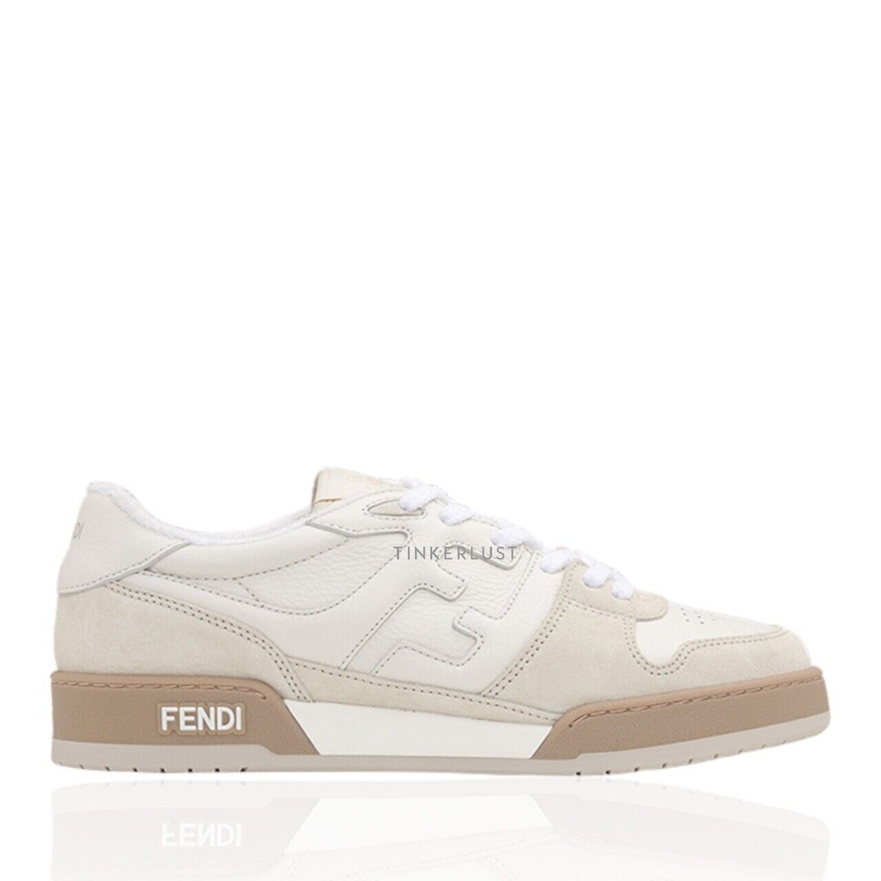 Fendi FF Logo Pattern Low-Top White Sneakers