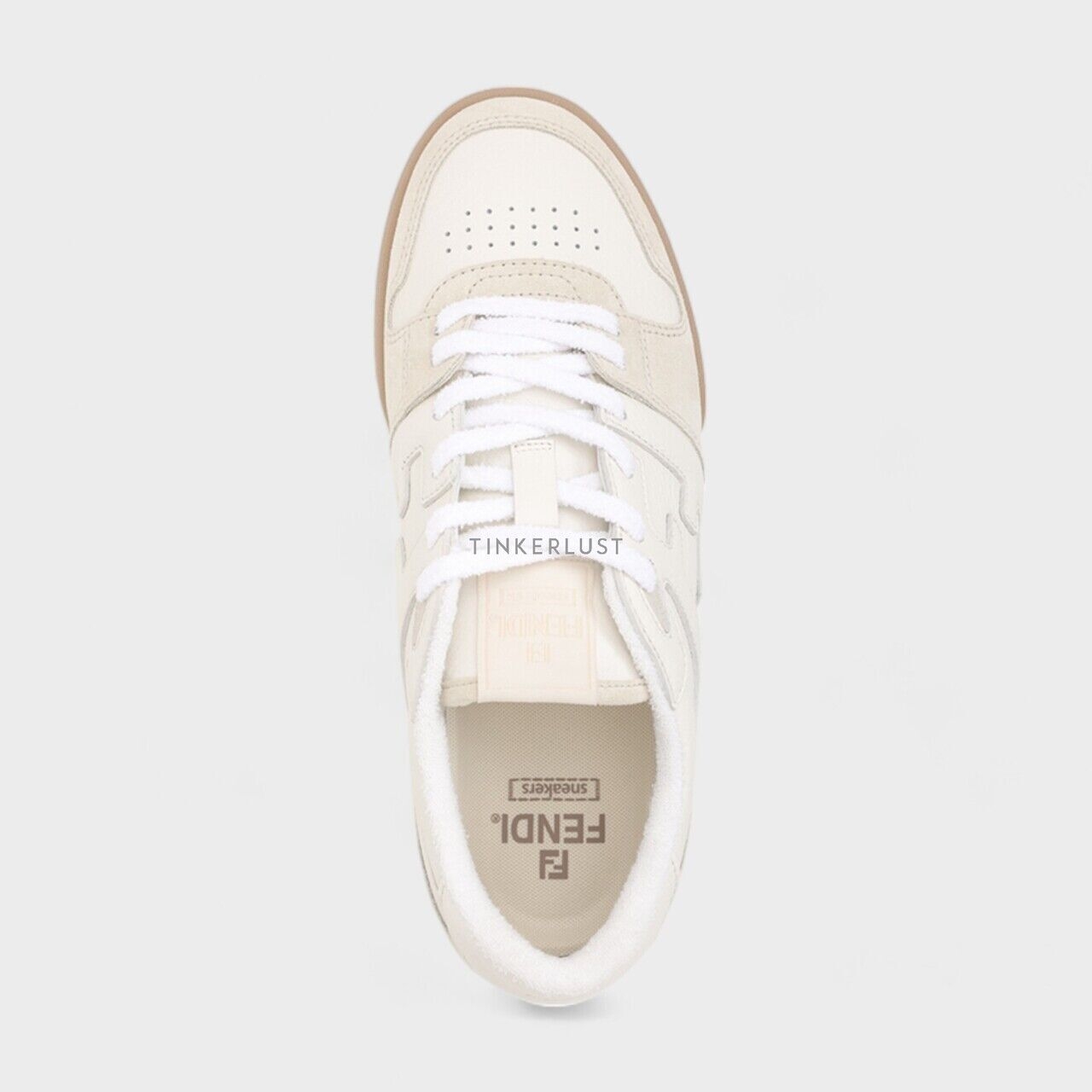 Fendi FF Logo Pattern Low-Top White Sneakers