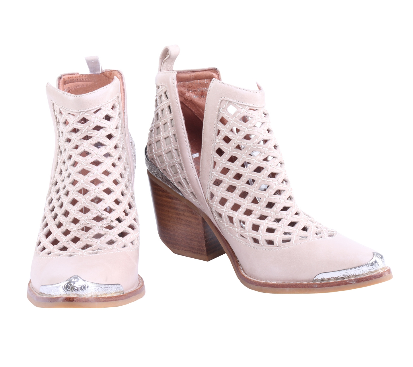 Jeffrey Campbell Cream Cromwell-C Leather Boots