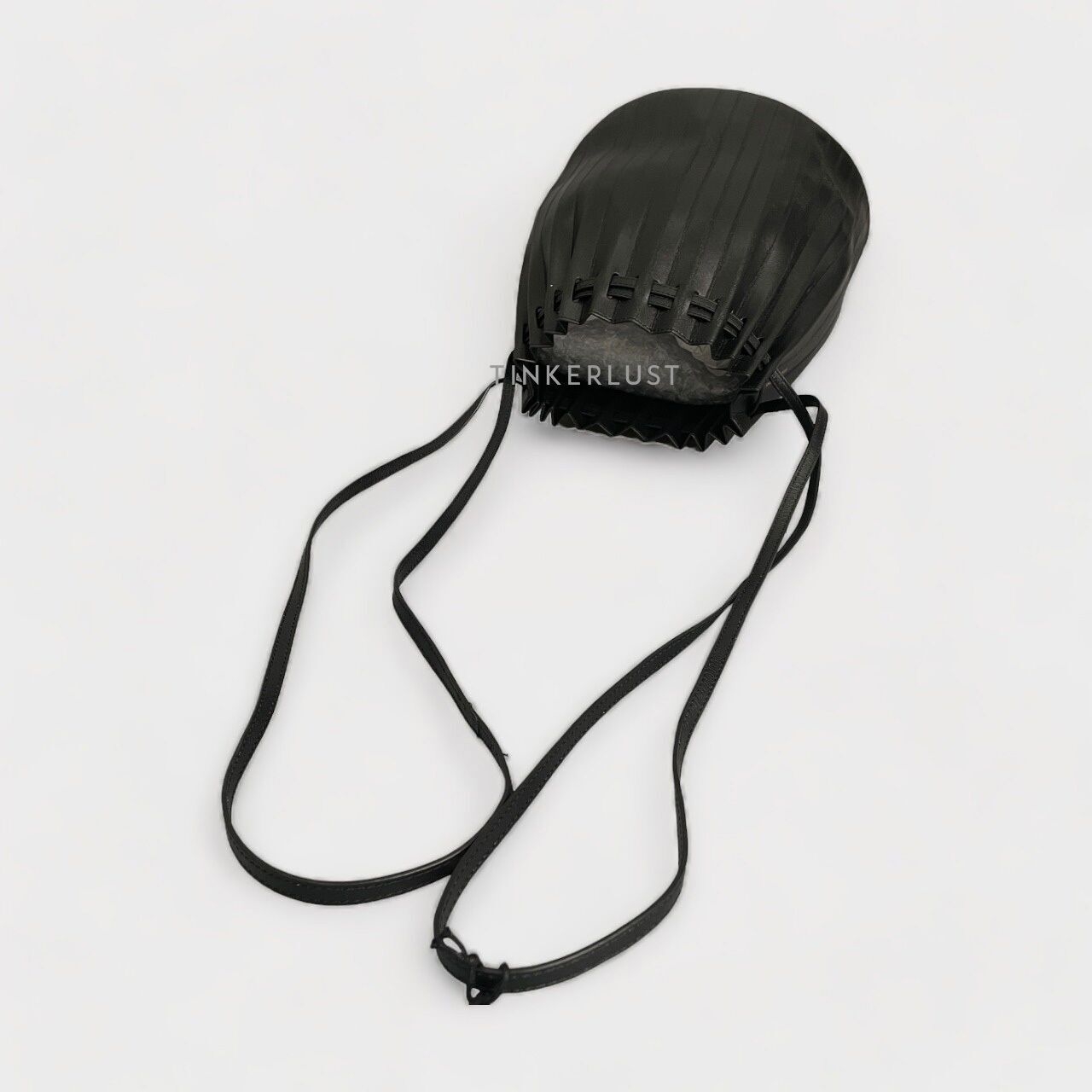 Mansur Gavriel Pleated Black Vegetable Tanned Calfskin Bucket Bag