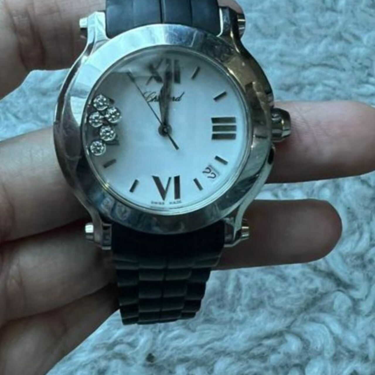 Chopard Silver Dial Black Watch