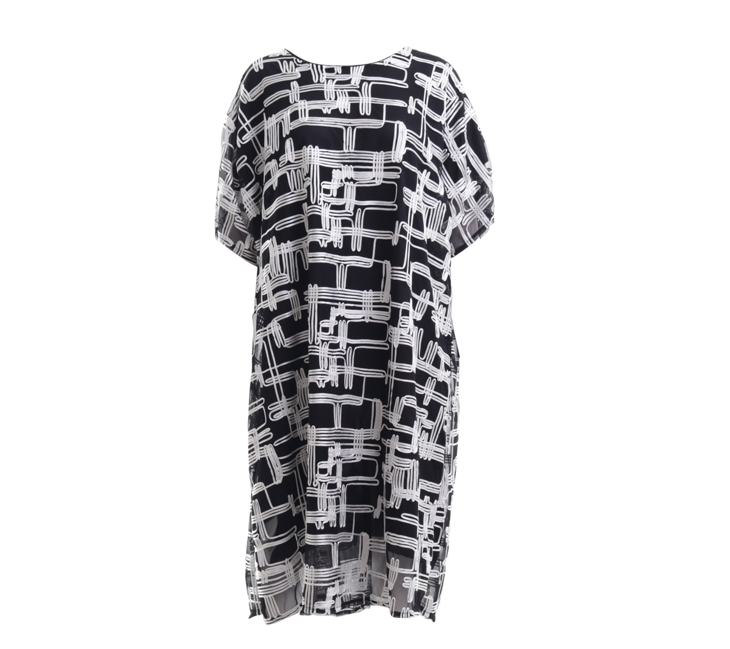 Kyva Black & White Patterned Mini Dress