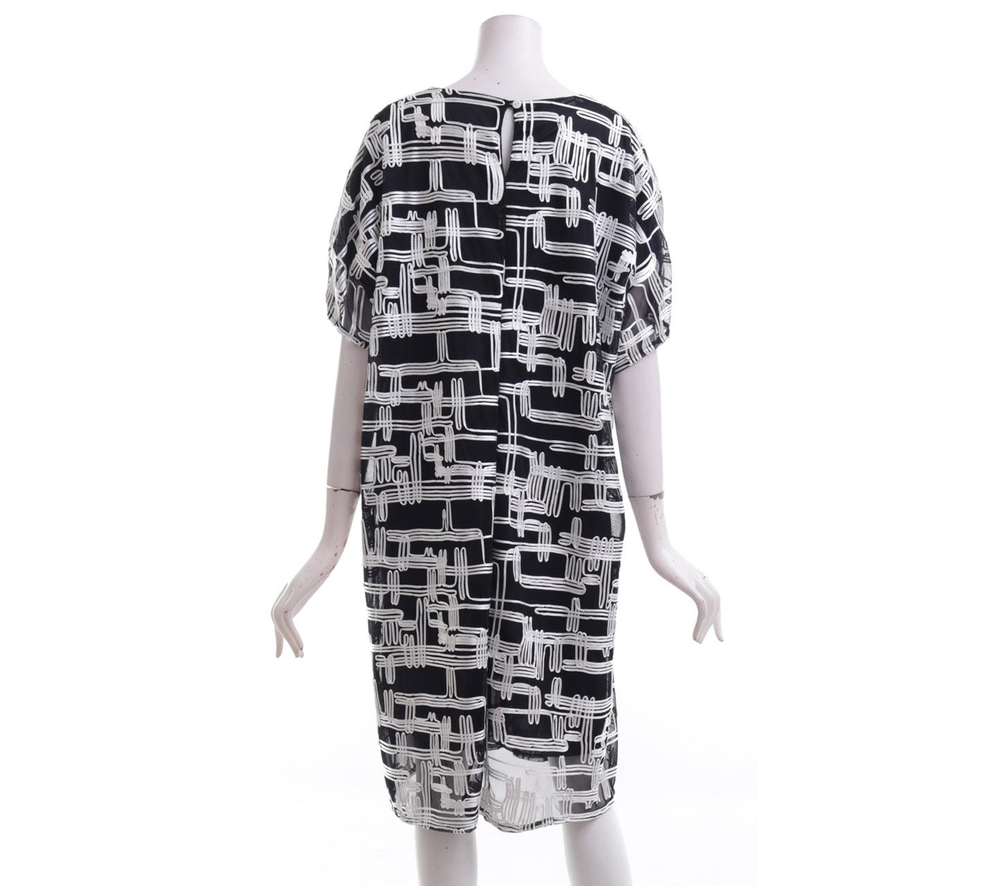 Kyva Black & White Patterned Mini Dress