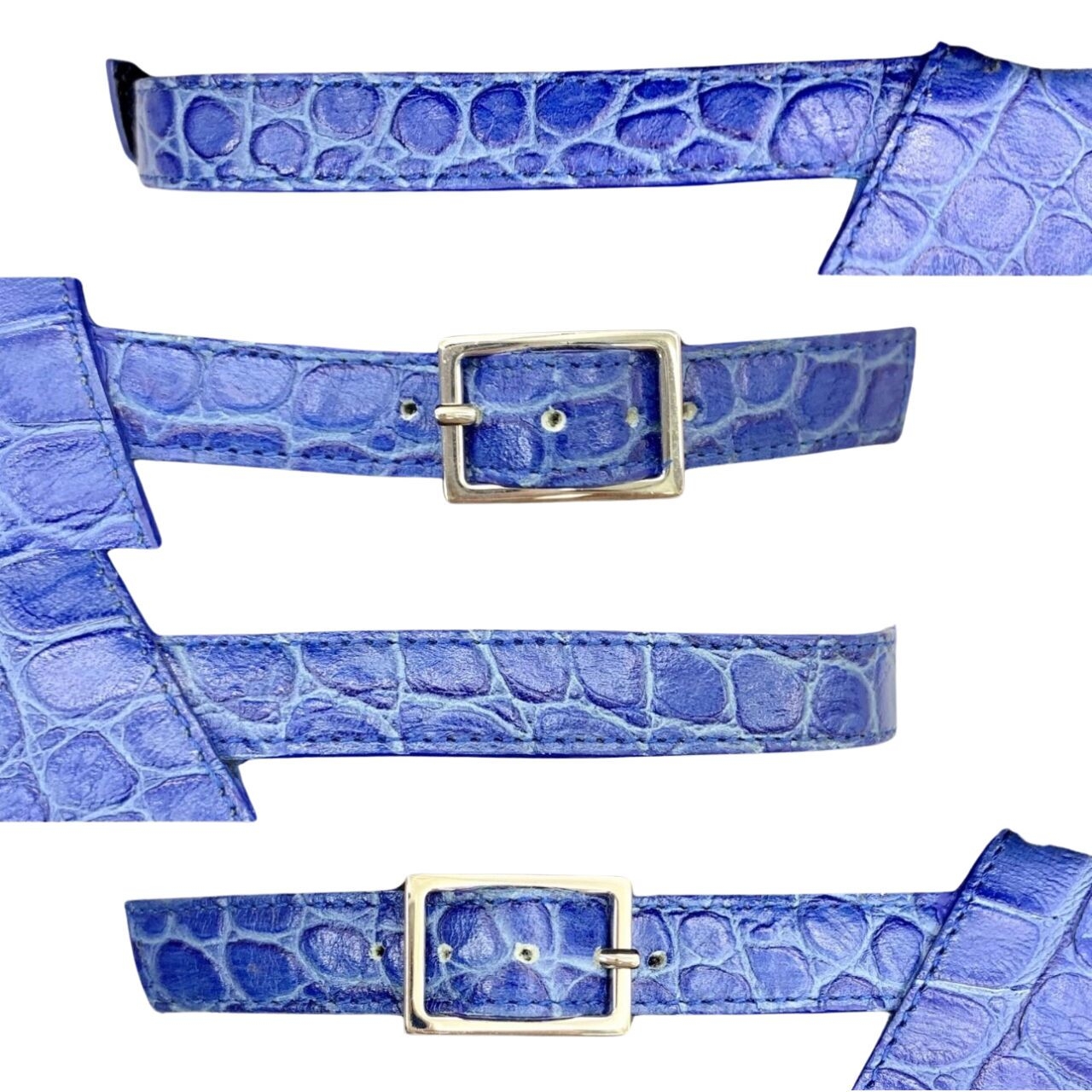 Yves Saint Laurent Blue Crocodile Leather Heels