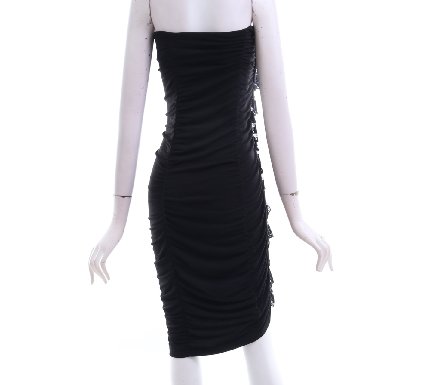 Moda International Black Off Shoulder Lace Ruffle Mini Dress