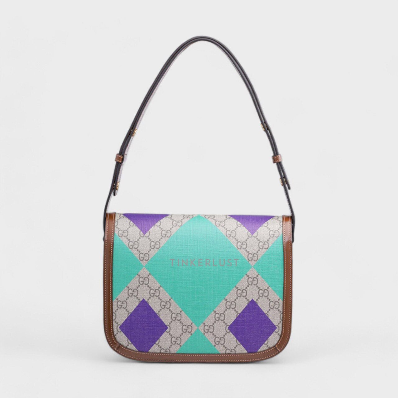 Gucci GG Supreme 1955 Horsebit Colorful Geometric in Beige/Ebony Multicolor Shoulder Bag