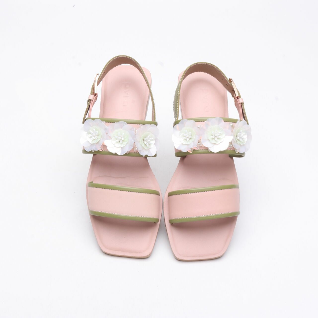 Pvra Green & Pink Floral Sandals