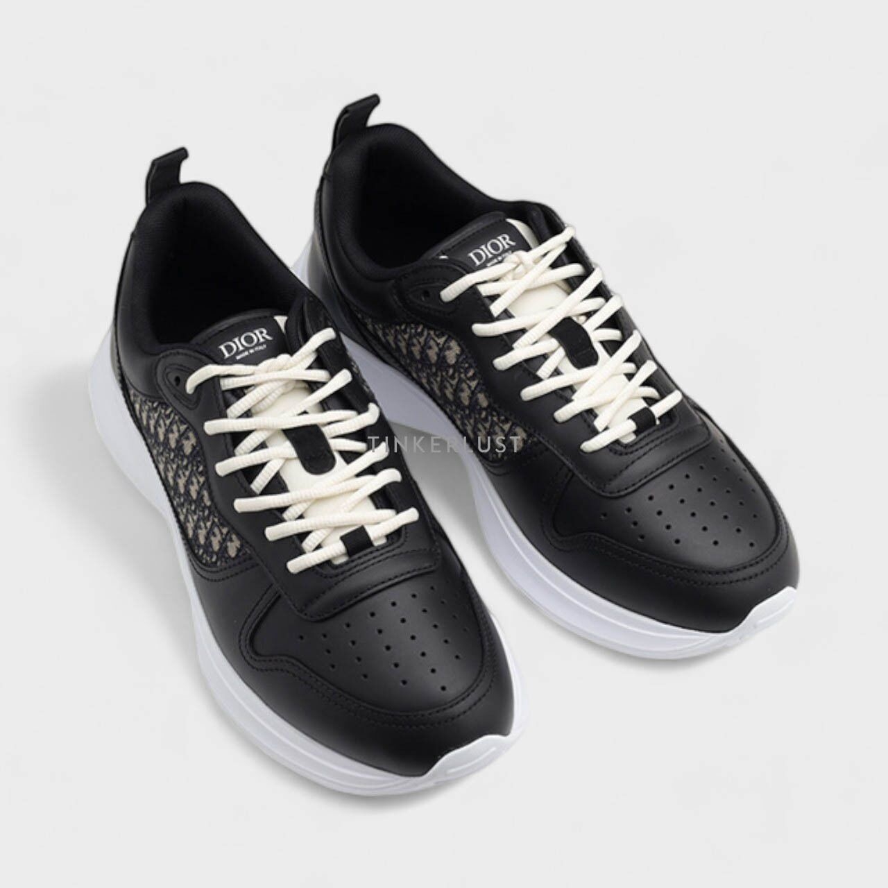 Christian Dior B25 Oblique Runner Black/Beige Smooth Calfskin & Jacquard Sneakers