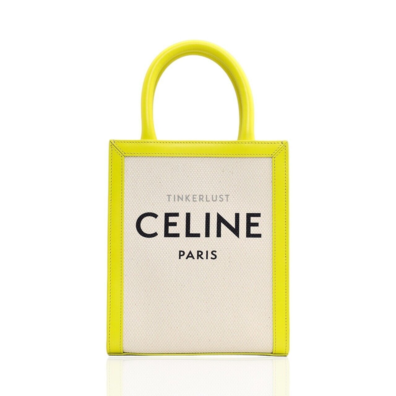 Celine Mini Vertical Cabas in Natural/Anis with Celine Print Satchel Bag