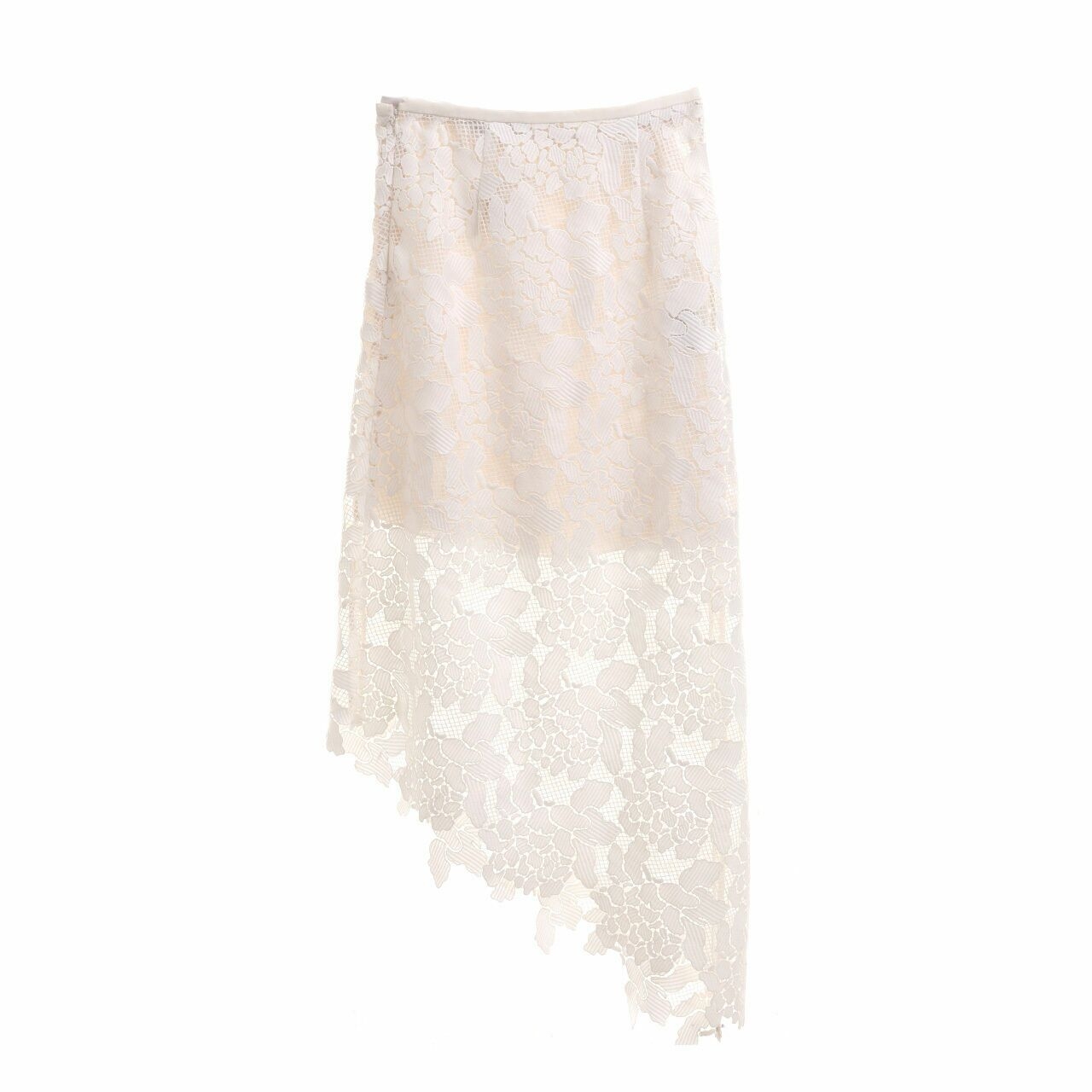 Tibi  Floral Lace Asymmetric Midi Skirt