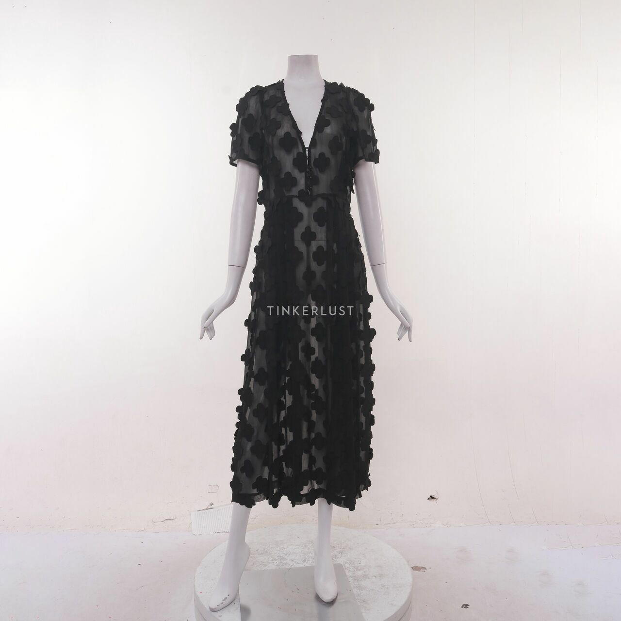 Alice McCall Black Sheer Floral Slit Dress