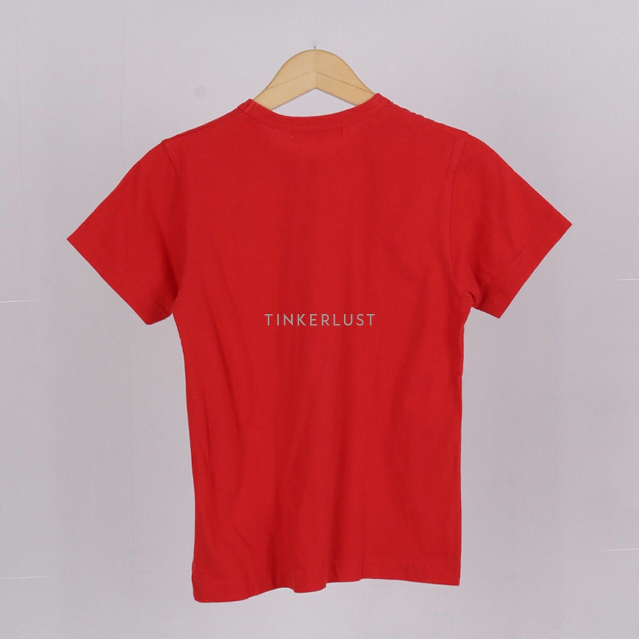 Comme Des Garcons White Red Play Heart Print T-Shirt
