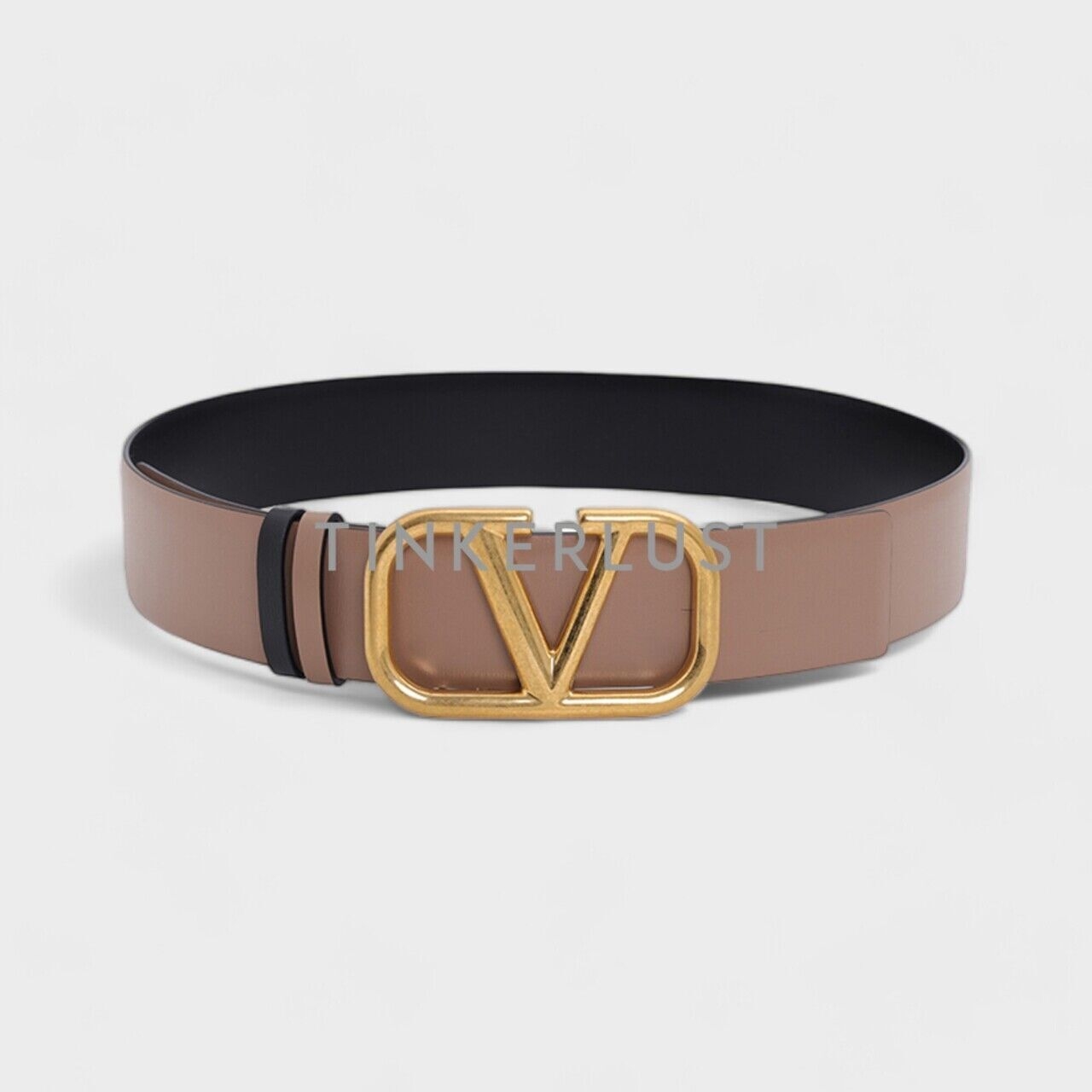 Valentino Reversible in Black/Rose Cannelle Leather with VLogo Buckle Belt