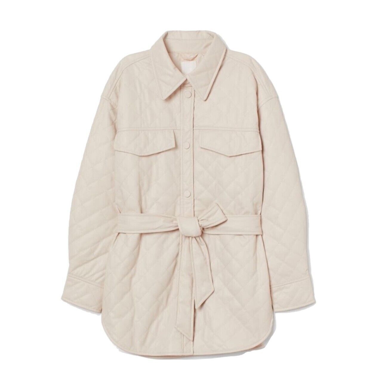 H&M Quilted Beige Jacket With Belt