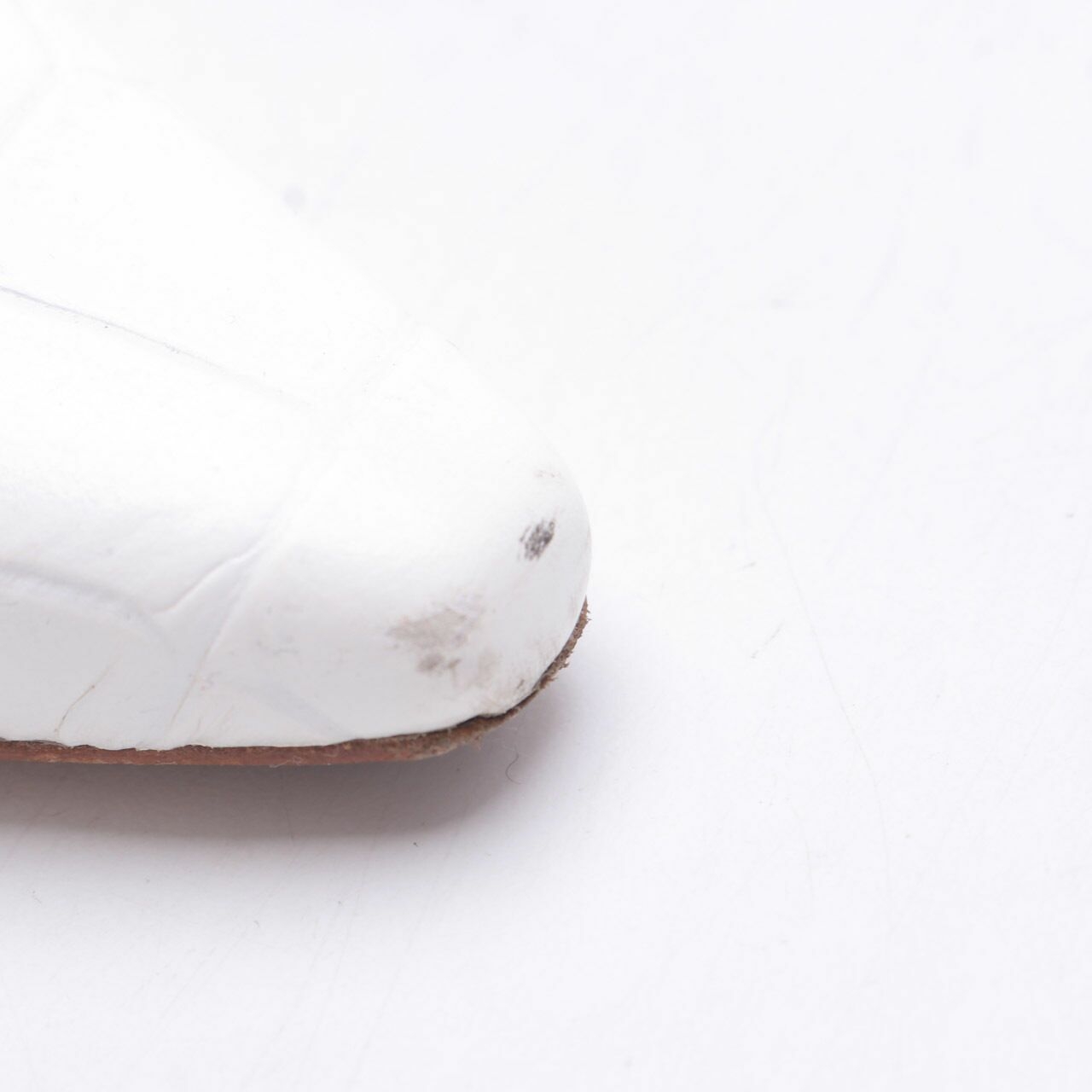 Rejina Pyo White Croco Embossed Leather Slingback Heels	
