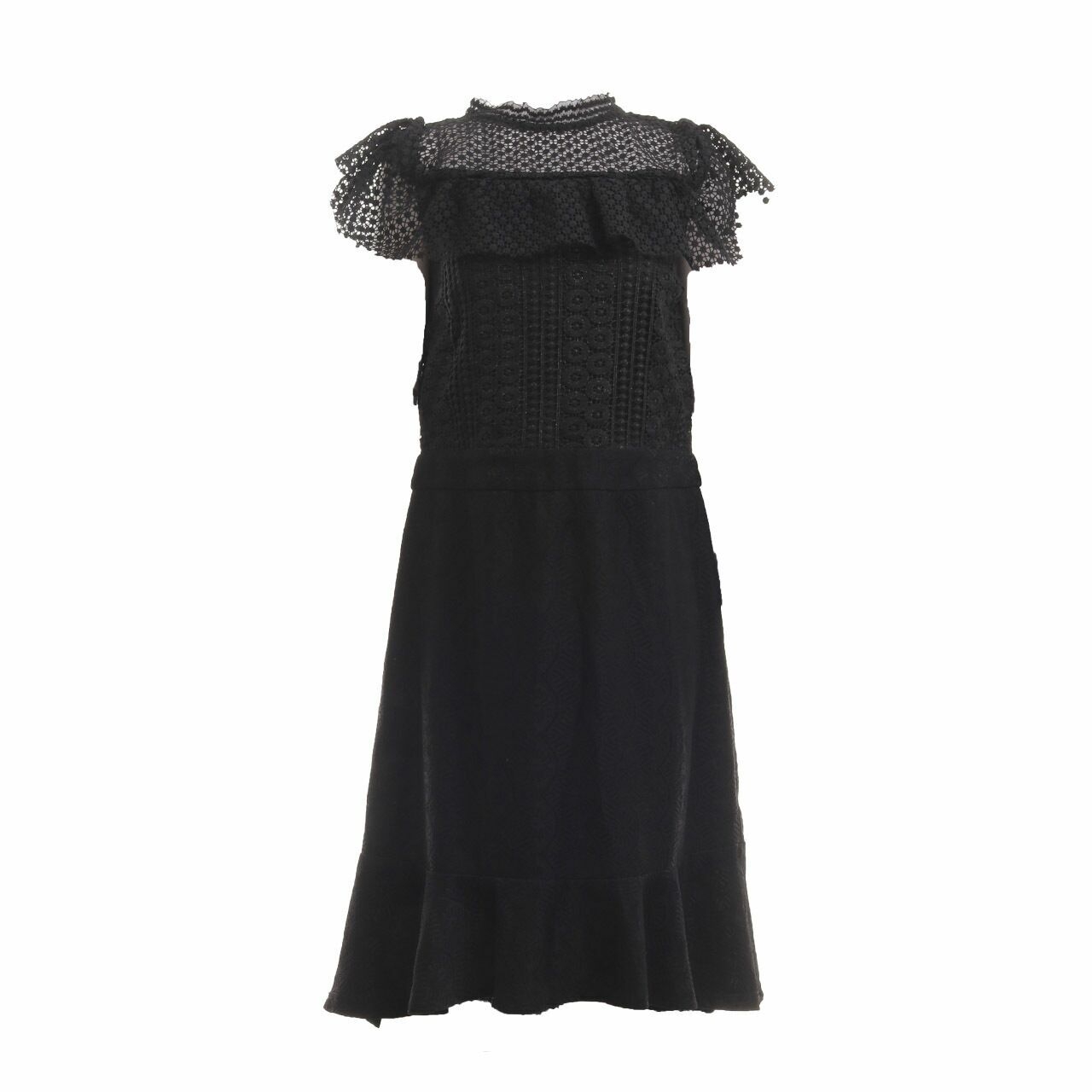 Esye Black Ruffle Midi Dress