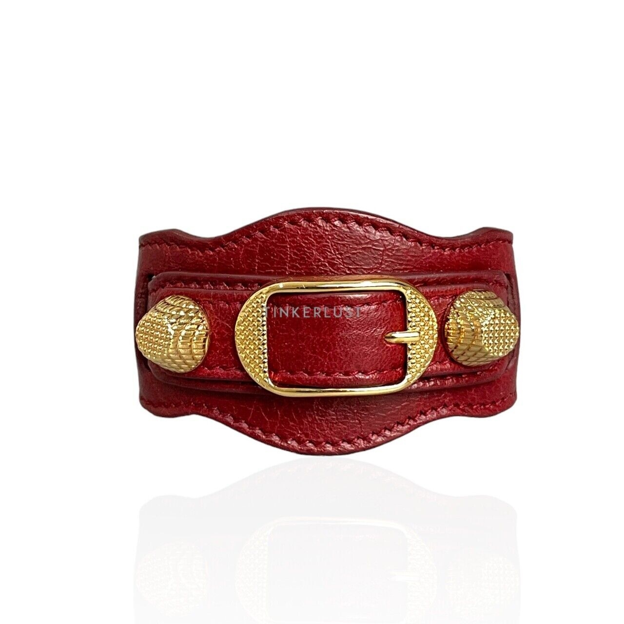 Balenciaga Maroon Lambskin Leather Arena Giant Gold Bracelet