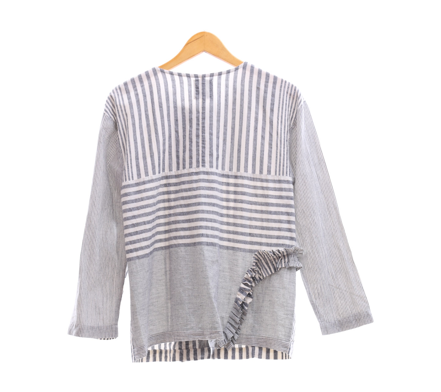 Slovv Grey and White Striped Blouse