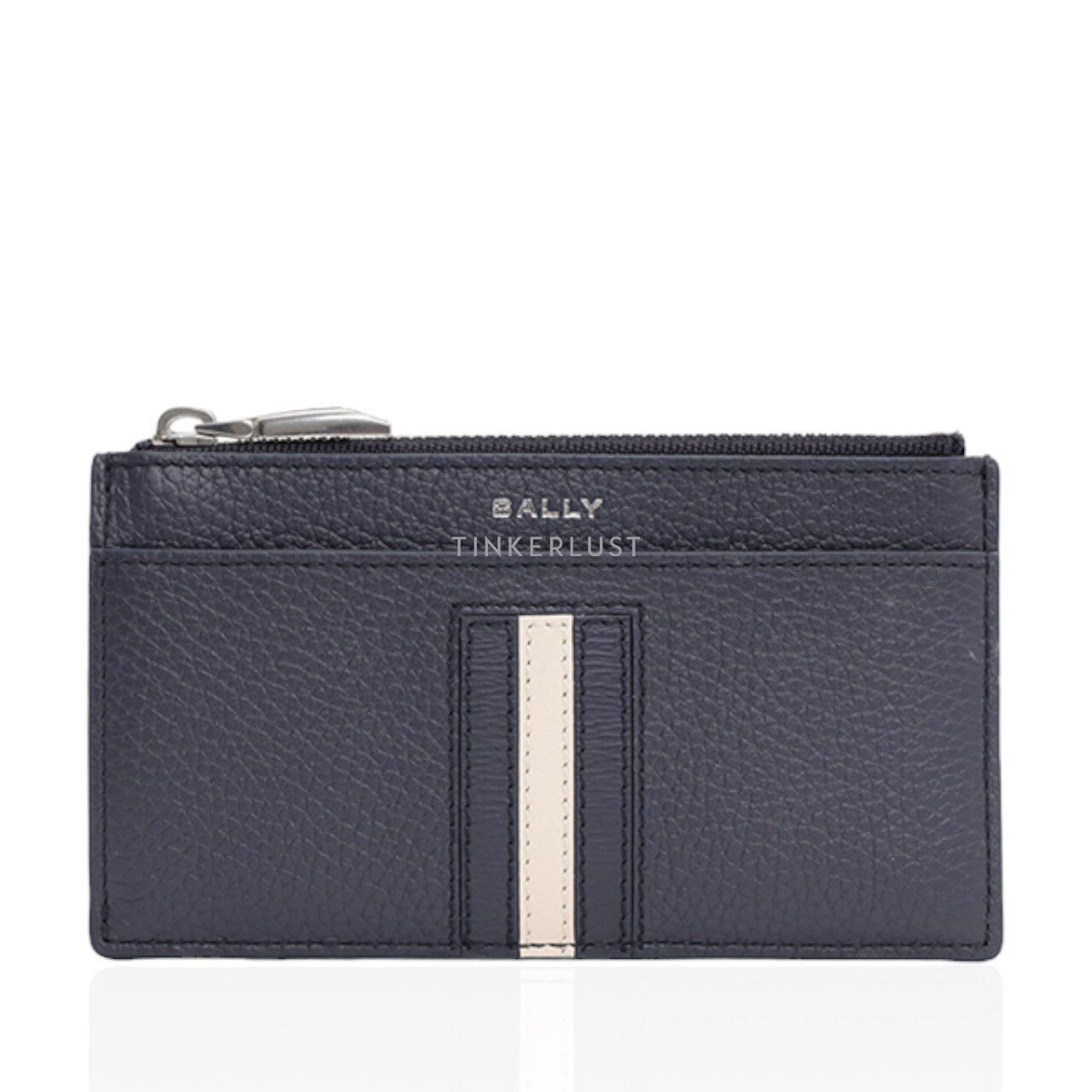Bally Ribbon Business Blue Grained Leather Card Holder Wallet