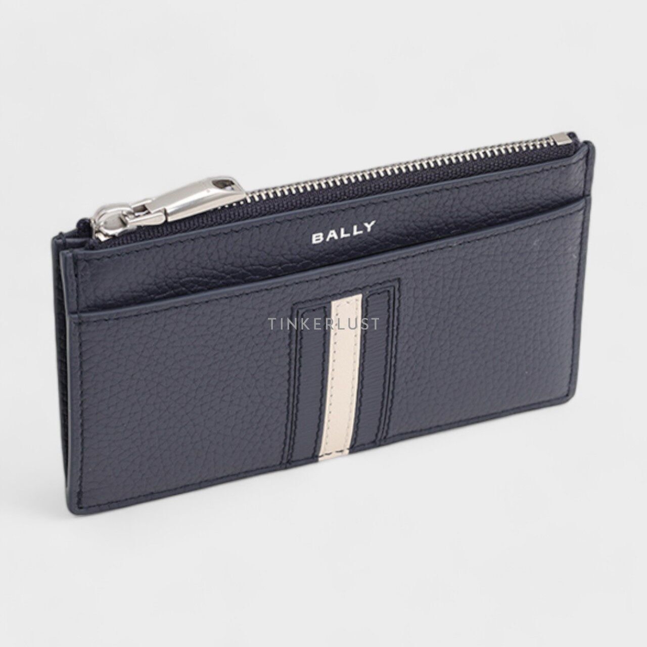 Bally Ribbon Business Blue Grained Leather Card Holder Wallet