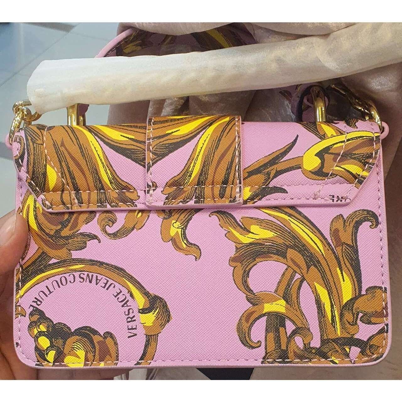 Versace Jeans Couture Pink Baroque Printed Top Handle Bag