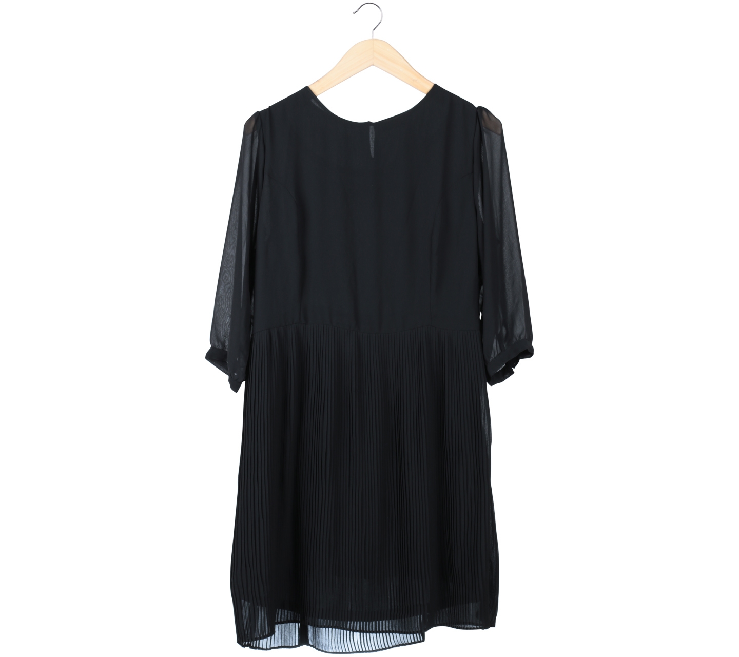 Rosetz Black Chiffon Pleated Mini Dress
