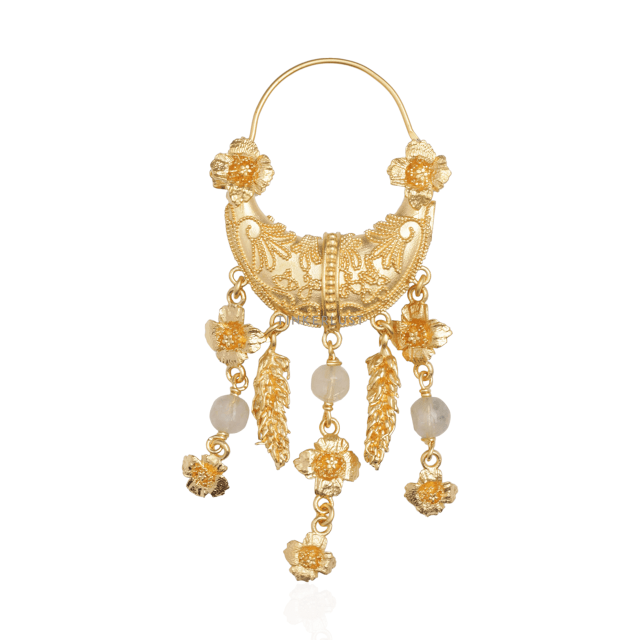 Christian Dior Mille Fleurs De Dior Earring in Gold-Finish Metal with Transparent Glass Beads Jewellery