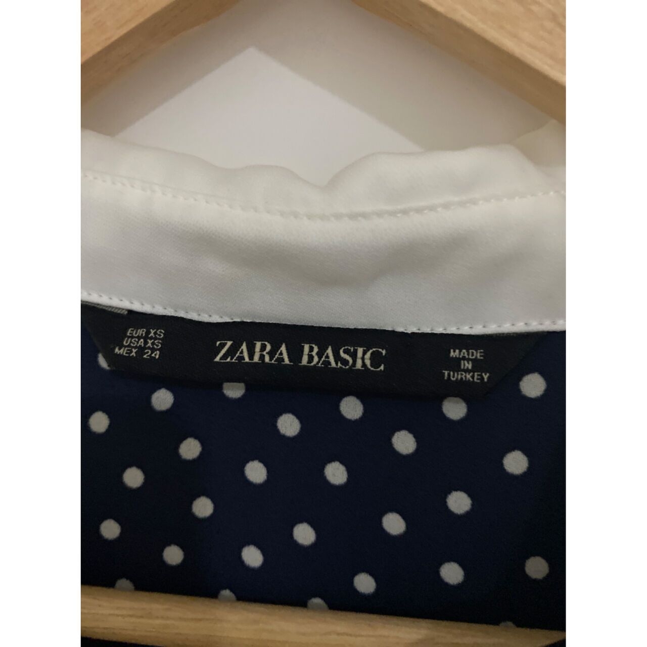 Zara Navy Polkadots Midi Dress