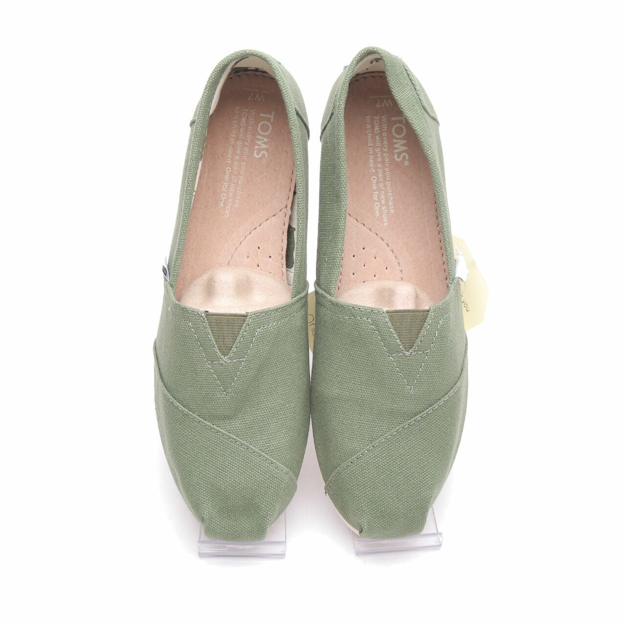 Toms Classic Olive Canvas Slip On Flats
