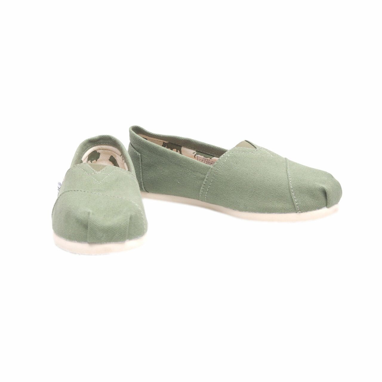 Toms Classic Olive Canvas Slip On Flats