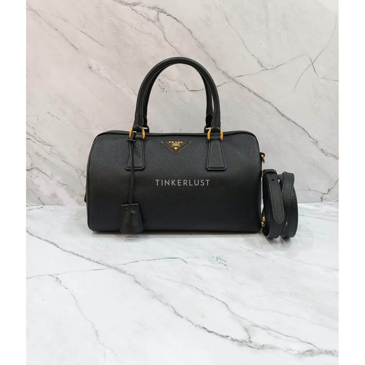 Prada Top-Handle Black Saffiano 2016 GHW Handbag