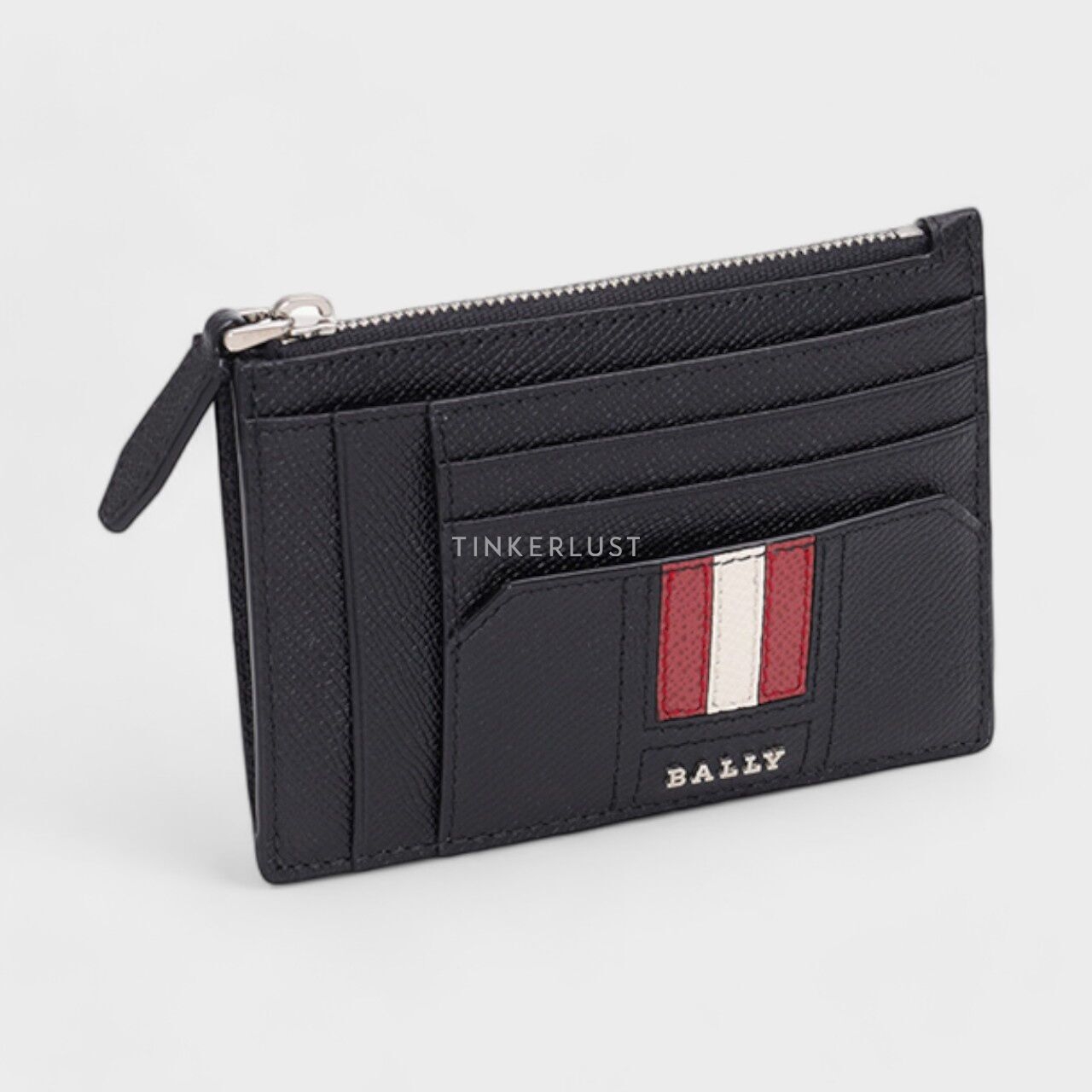 Bally Torck Zipper Card Holder in Black Bovine Leather Wallet