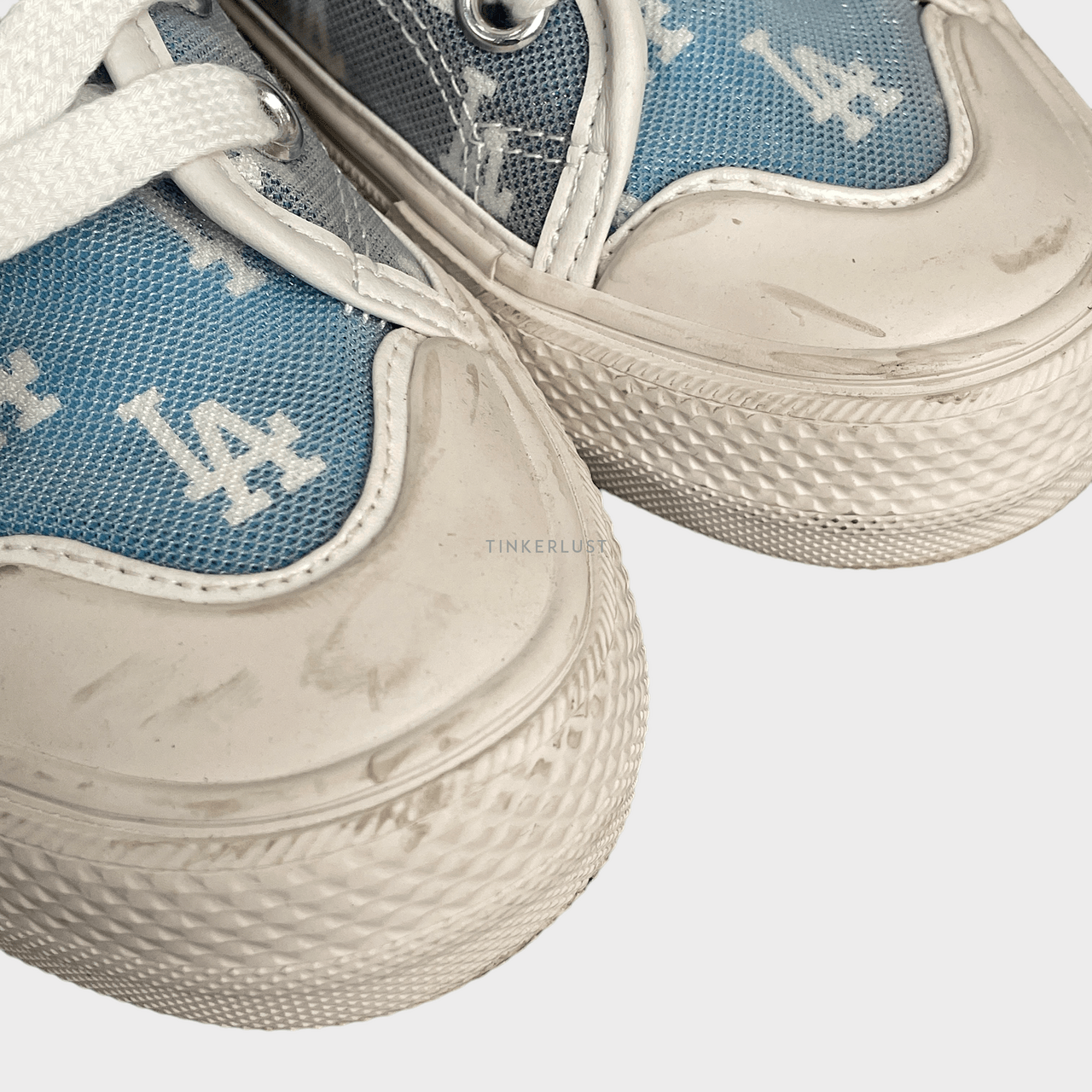 MLB  Blue & White Playball High Monogram Mesh Sneakers