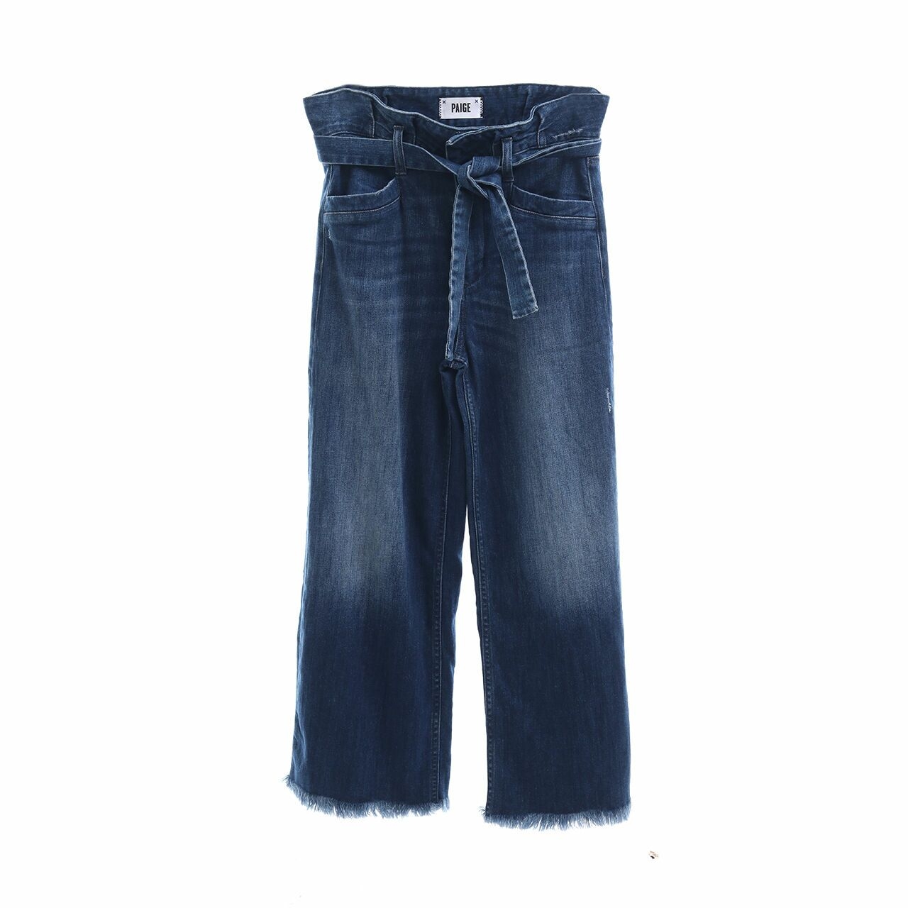 Paige Sutton Paperbag High Waist Crop Wide Leg Jeans In Marcielle Long Pants