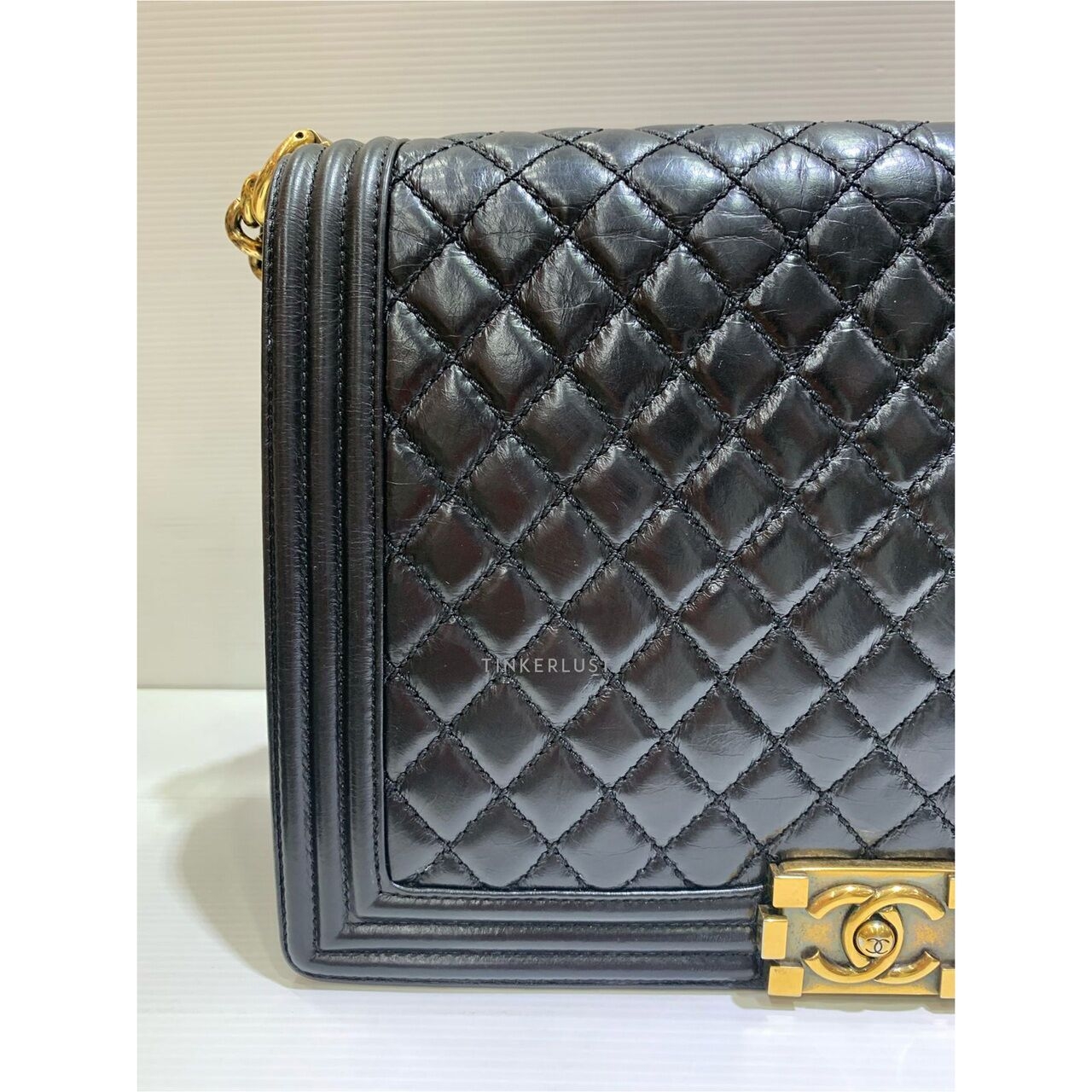 Chanel Boy Maxi Calfskin Leather Black GHW #17 Shoulder Bag 