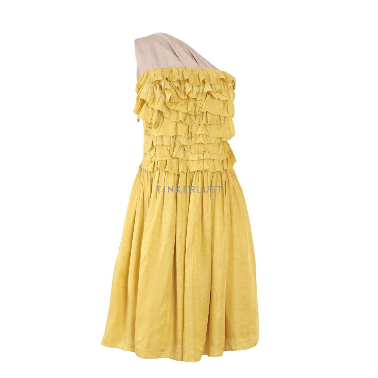 Ciel Mustard One Shoulder Mini Dress Unfinished