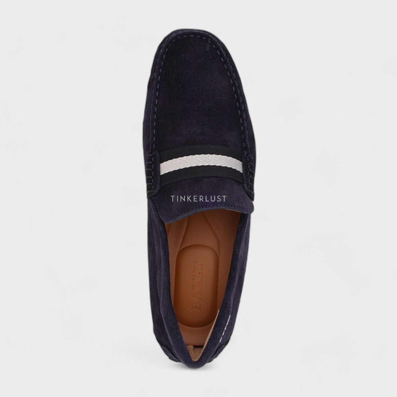 Bally Driver Pearce Navy Blue Suede with Trainspotting Stripe Loafers