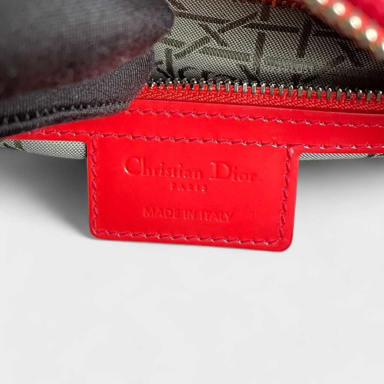 Christian Dior Lady Dior Medium Patent Leather Red Satchel Bag