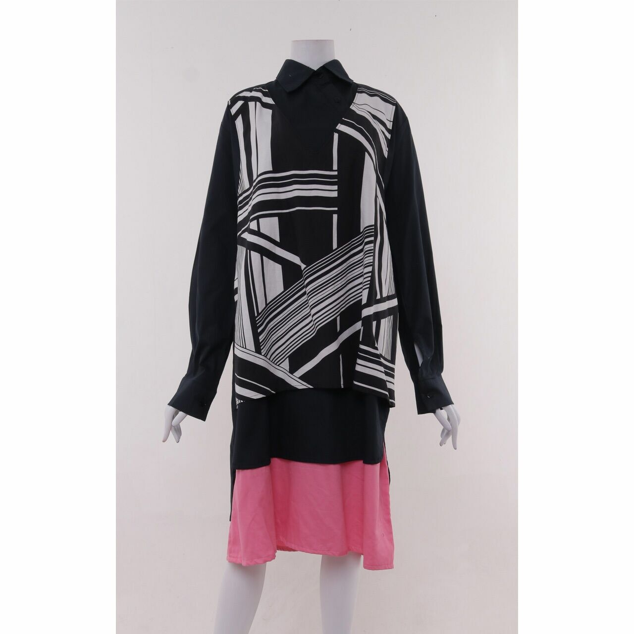 Nonss Navy/Black/White/Pink Tunic Blouse