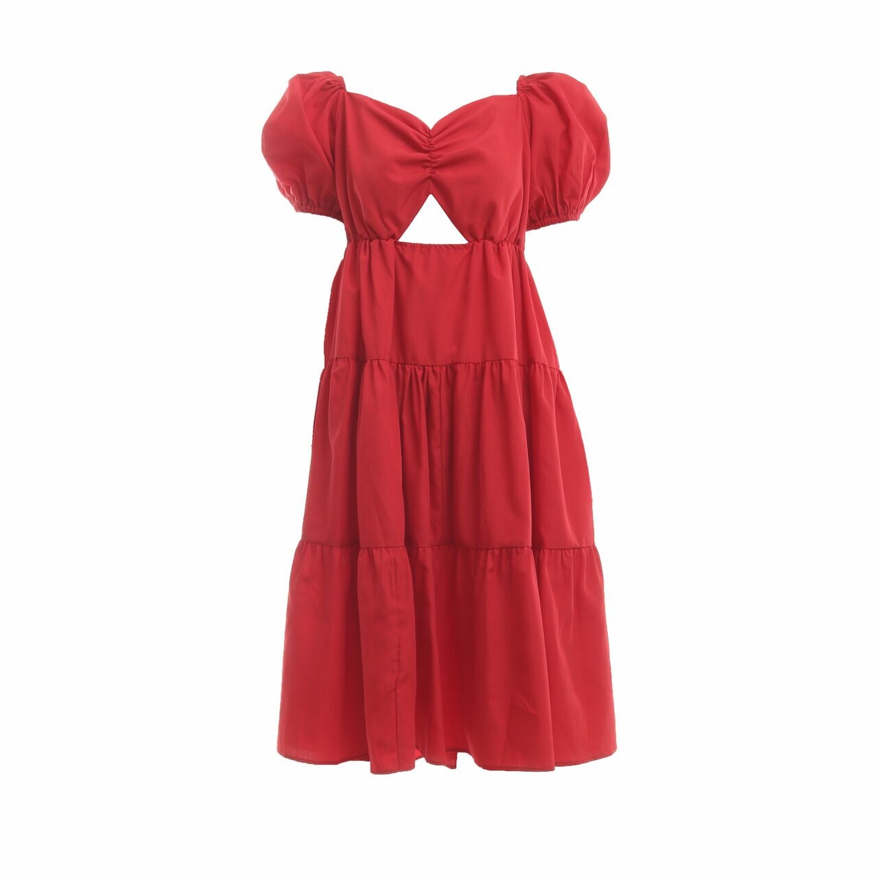 Bybea. Red Off Shoulder Midi Dress