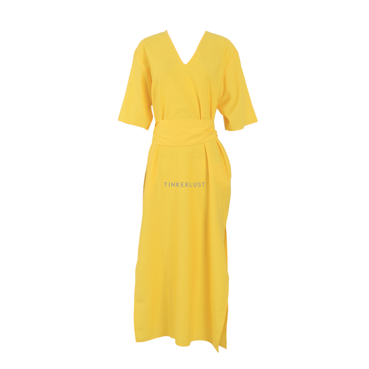 MARLEN Yellow Slit Long Dress