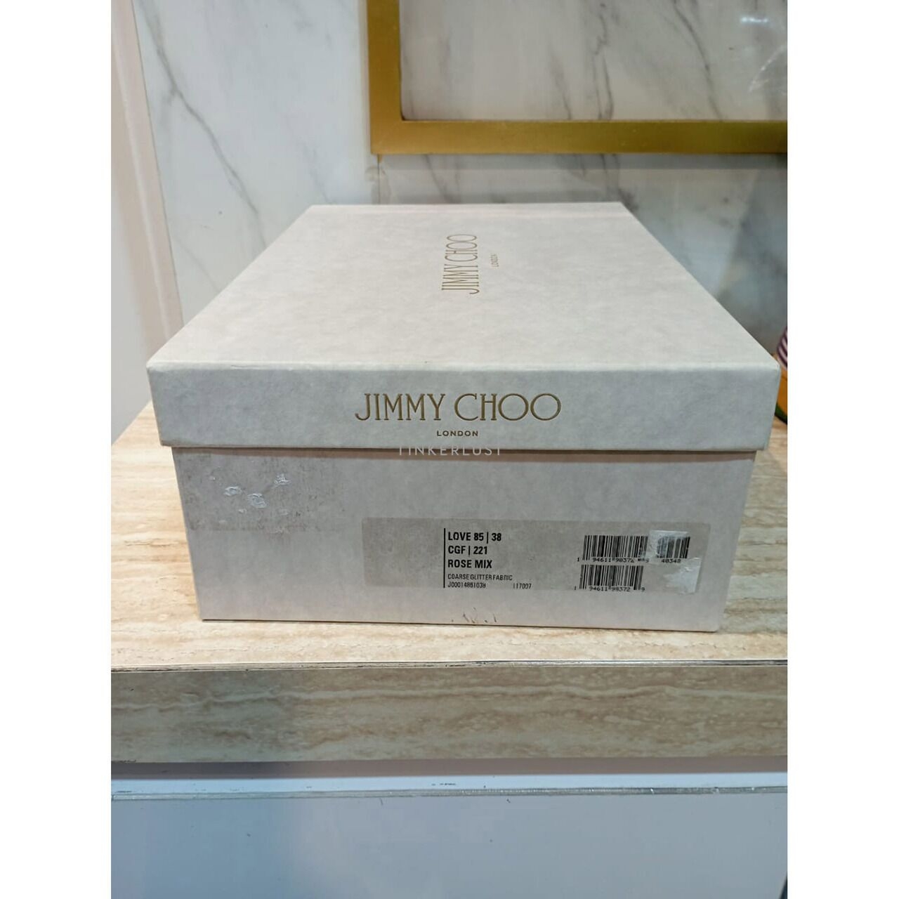 Jimmy Choo Love 85 Rose Mix Coarse Glitter Heels