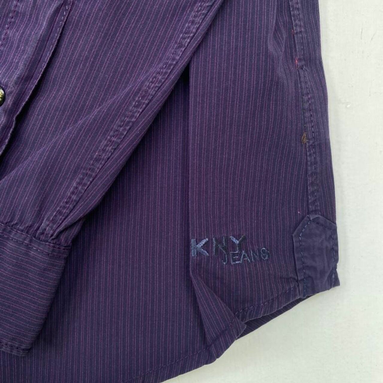 Dkny Jeans Eggplant Purple Stripes Kemeja