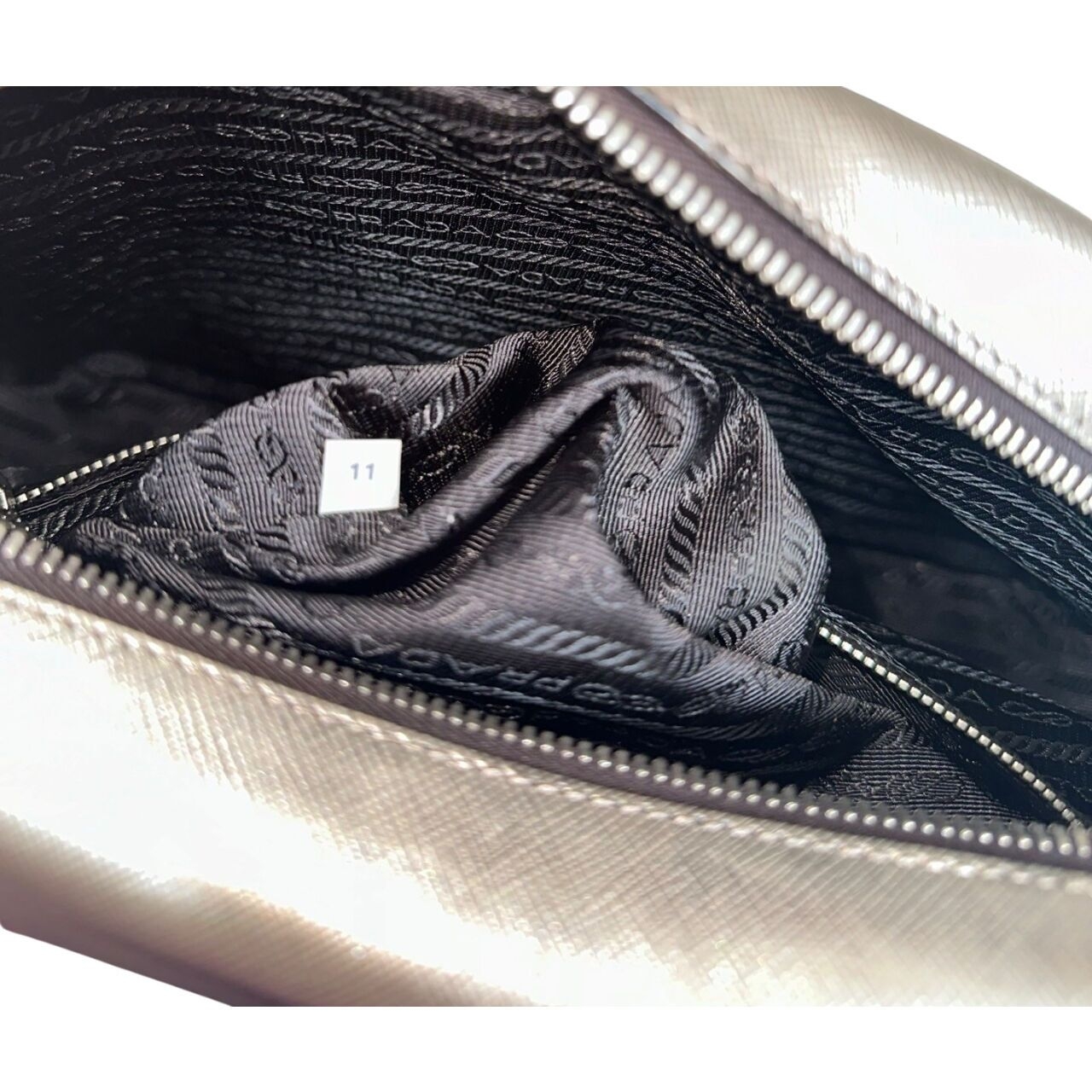 Prada Saffiano Lux Leather Silver Tote Bag