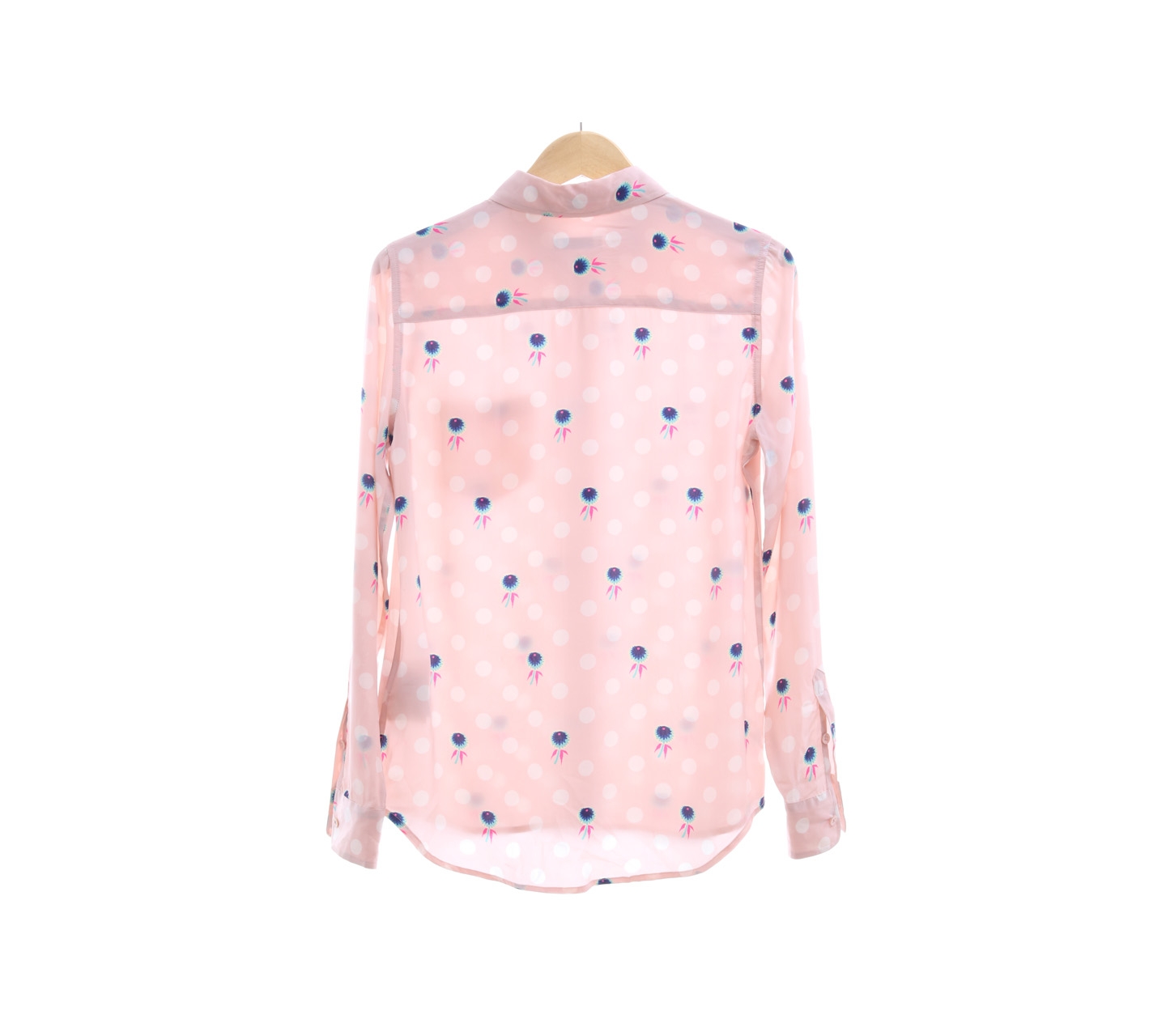 Equipment Femme Soft Pink Polkadot With Floral shirt