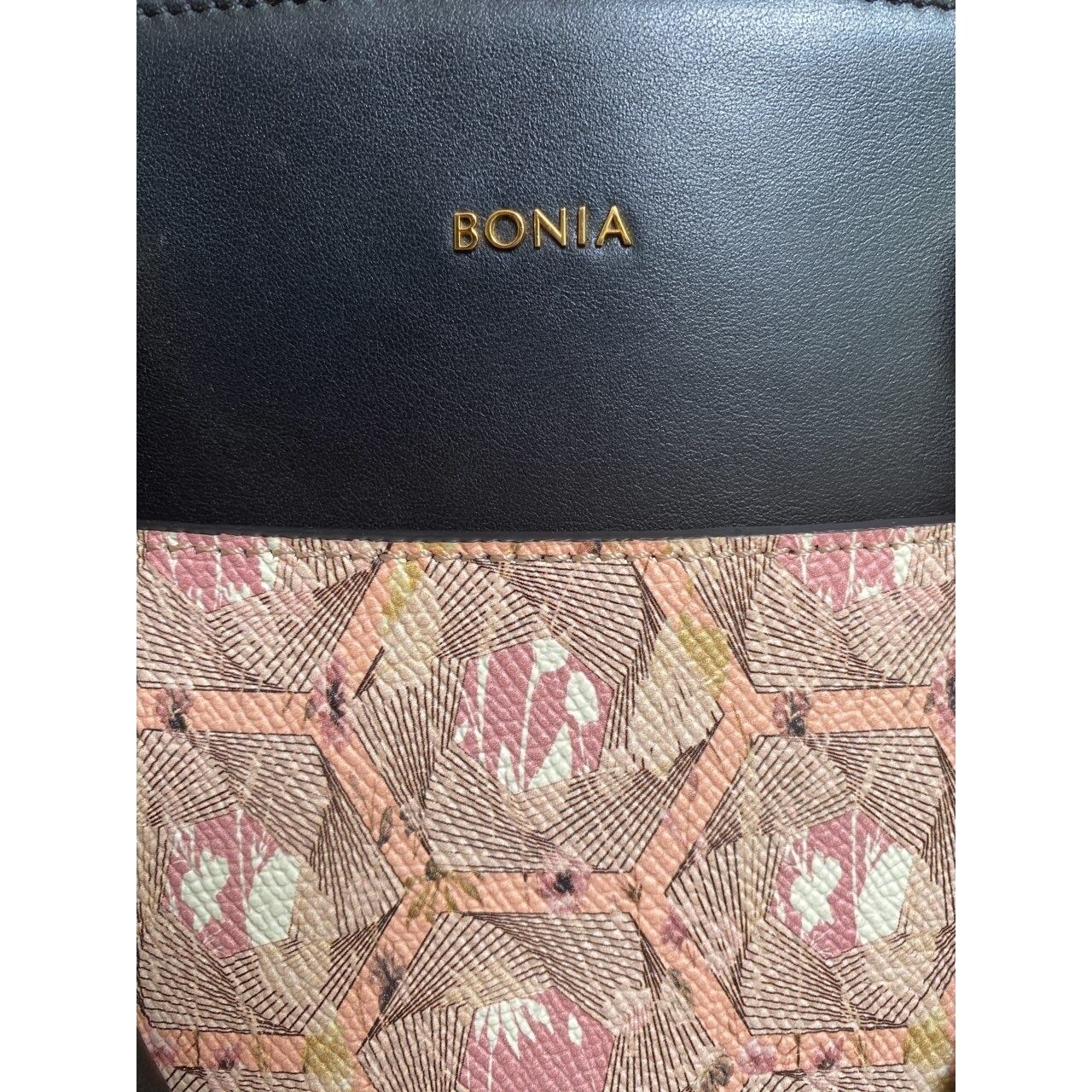 Bonia Black & Pink Geometric Handbag