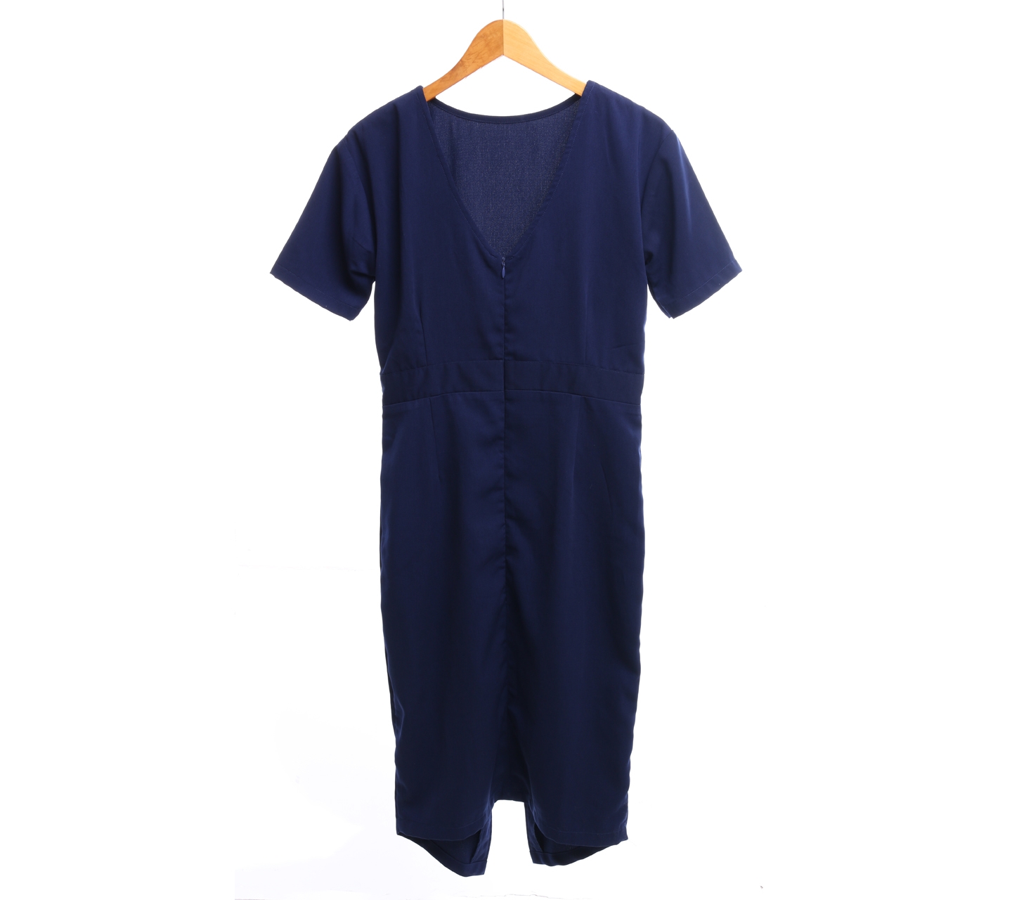 8Wood Dark Blue Slit Front Midi Dress