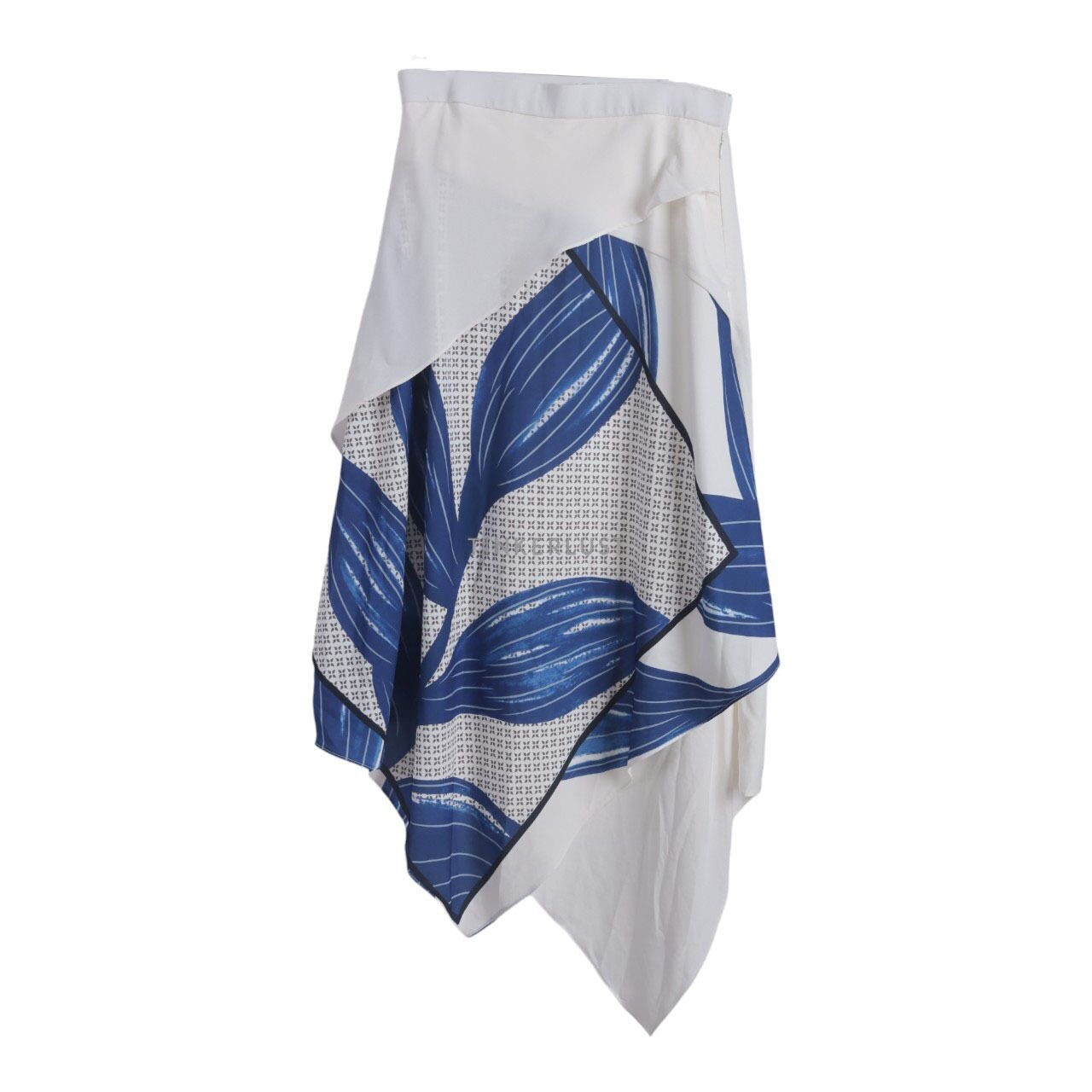 aloes-clothing Blue & White Assymetric Midi Skirt